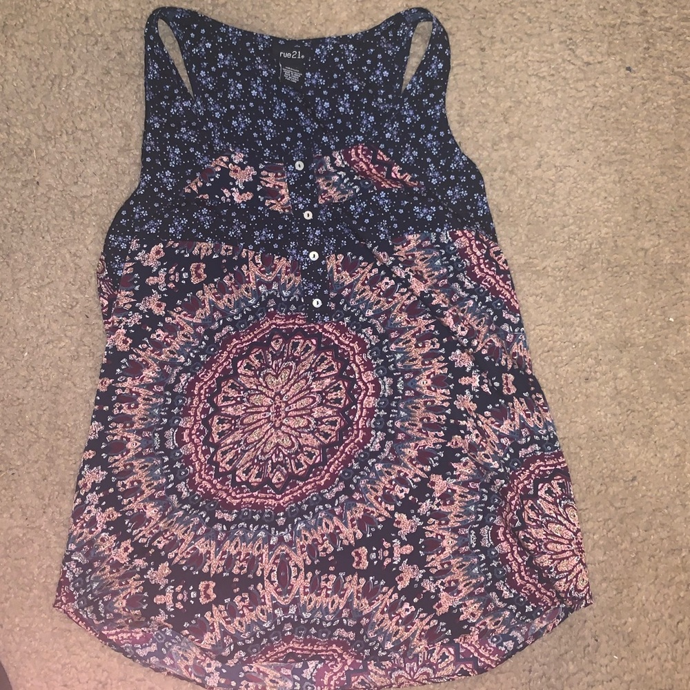 Rue 21 • Pink and Blue Floral Blouse